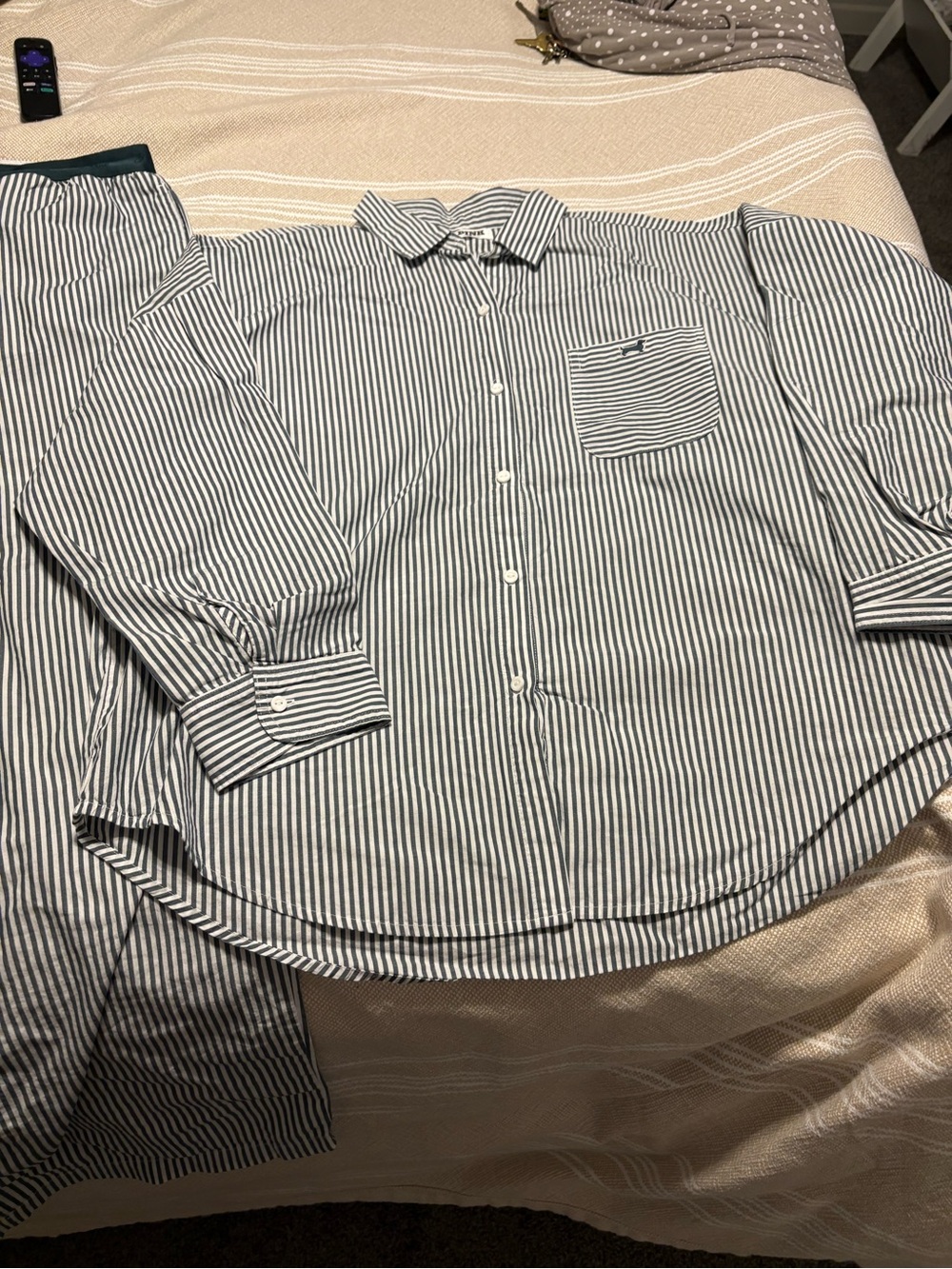 PINK Victoria's Secret Grey  and White Pajamas set